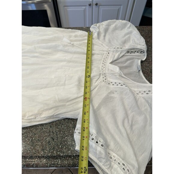 Old Navy Dress Women S White Mini Flutter Sleeve Anglaise Broderie Pockets - Picture 5 of 11